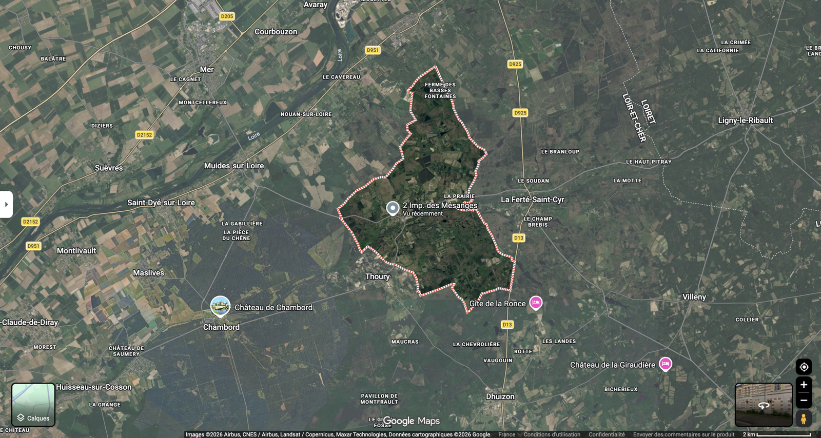Carte de situation des gîtes à Crouy-sur-Cosson