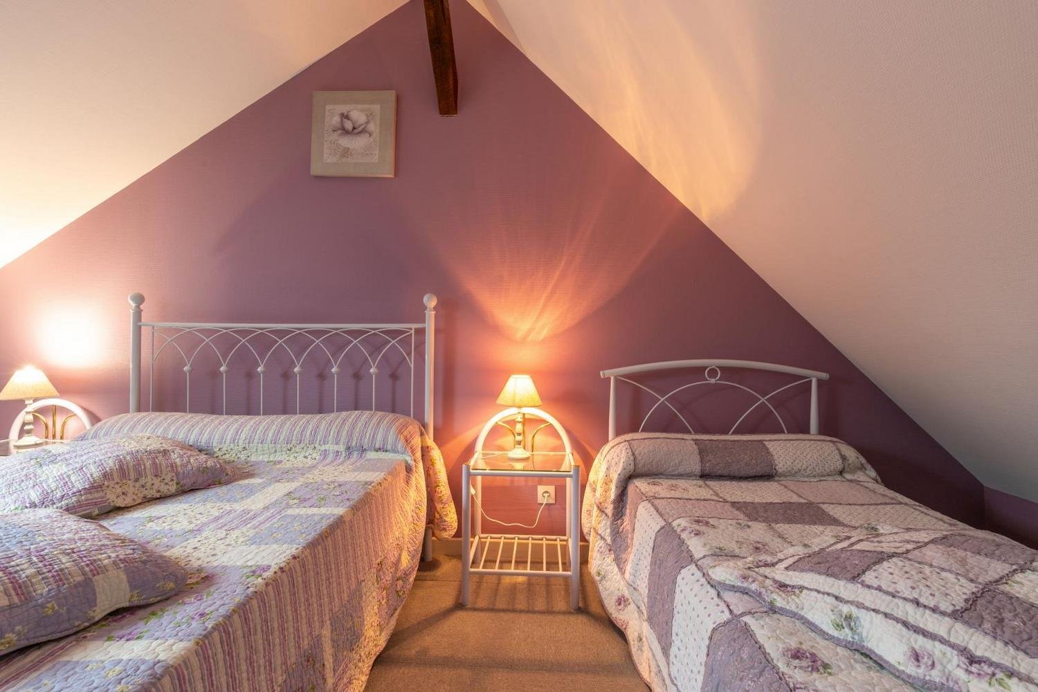 Chambre 3 sous charpente au gîte Le Bois Nillon, Crouy-sur-Cosson